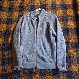 Banana Republic Men's Sky Blue Textured Zip-Up Sweater